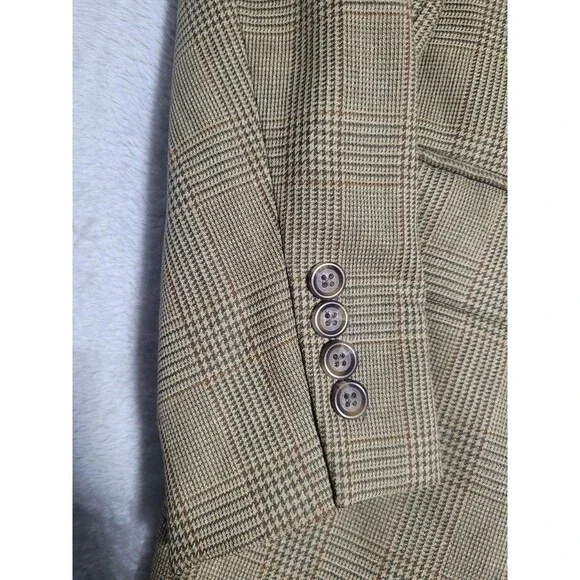 Ralph Lauren Sport Coat Mens 44 Long Beige Plaid Tweed Blazer 2 Button - Picture 6 of 14